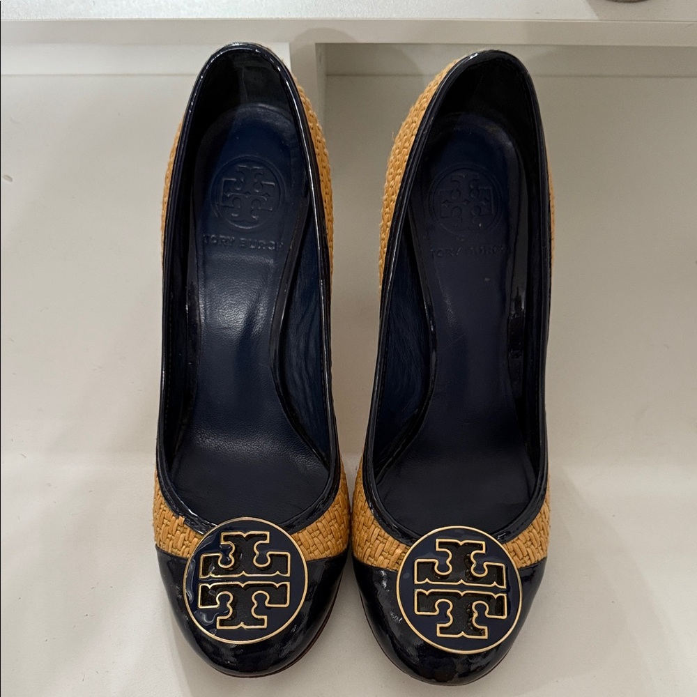 Tory Burch Black and Tan Heels
